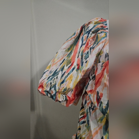 VERONICA M Polly Poplin Puff Sleeve Blouse In Multi Printed. Size XL NWOT - Picture 13 of 13